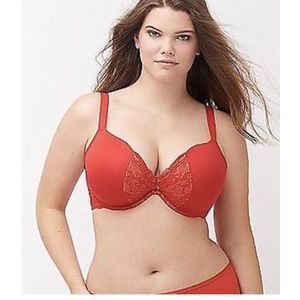 Cacique Red quarterly Lace Plunge Bra